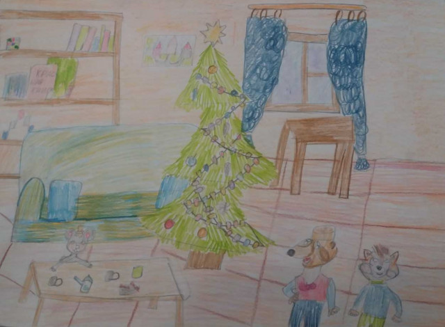 Надя Винник рисует зиму в Шишкином Лесу.